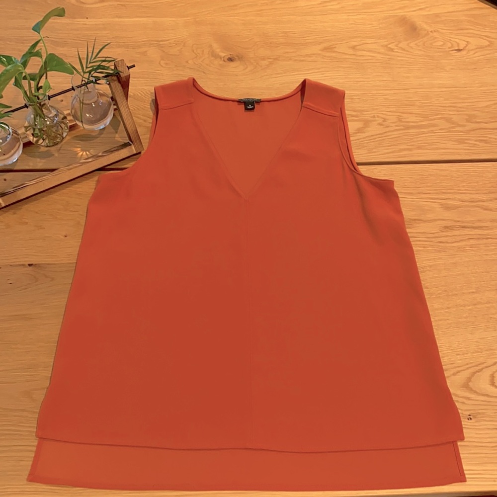 Burnt orange sleeveless blouse